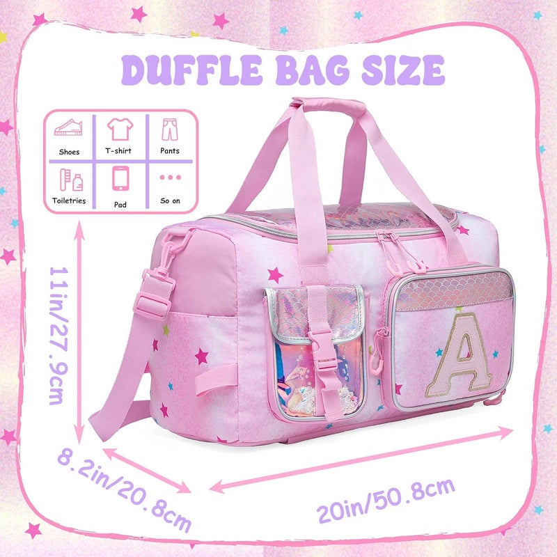Oruiji Kids Duffle Bag Girls Travel Bag for Kids Overnight Bag for Girls Dance Bag for Girl Weekender Bag Kid Gym Bag with Shoe Compartment for Travel - Image 2